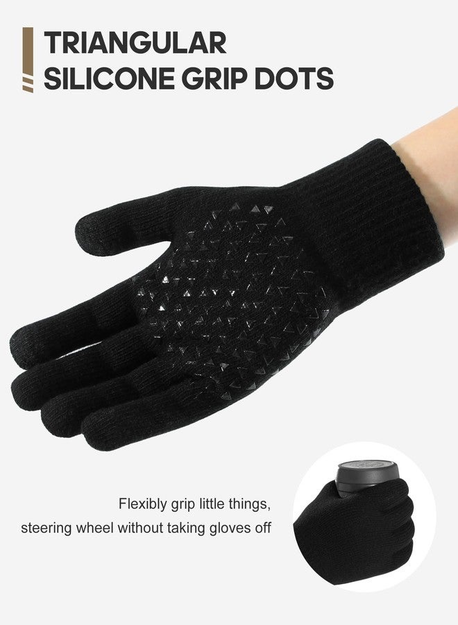 FSKP 3 Pairs Winter Gloves for Men Women Warm Knit Gloves Touch Screen Anti-Slip Gloves with Thermal Soft Knit Lining - Image 3